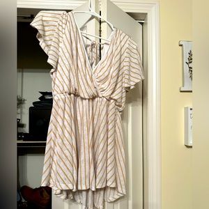 Terry cloth material, short sleeve peplum